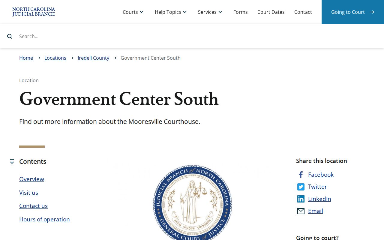 Iredell County criminal court venue at Government Center South