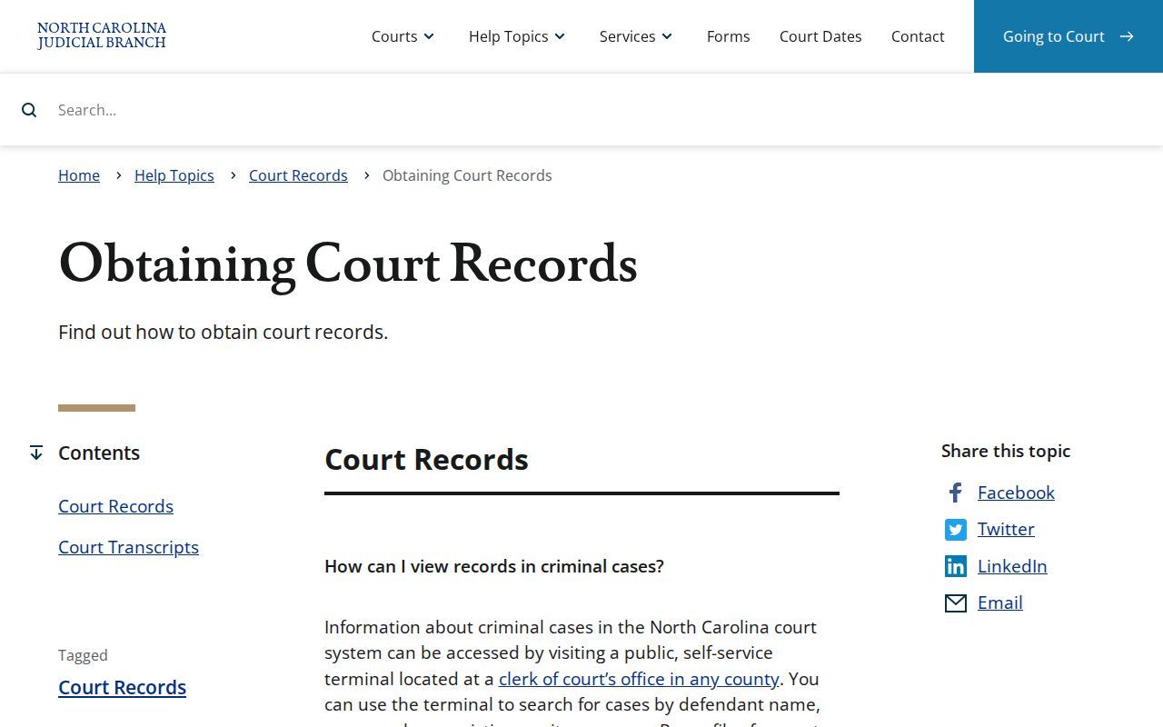 Access options for Iredell County criminal court case records