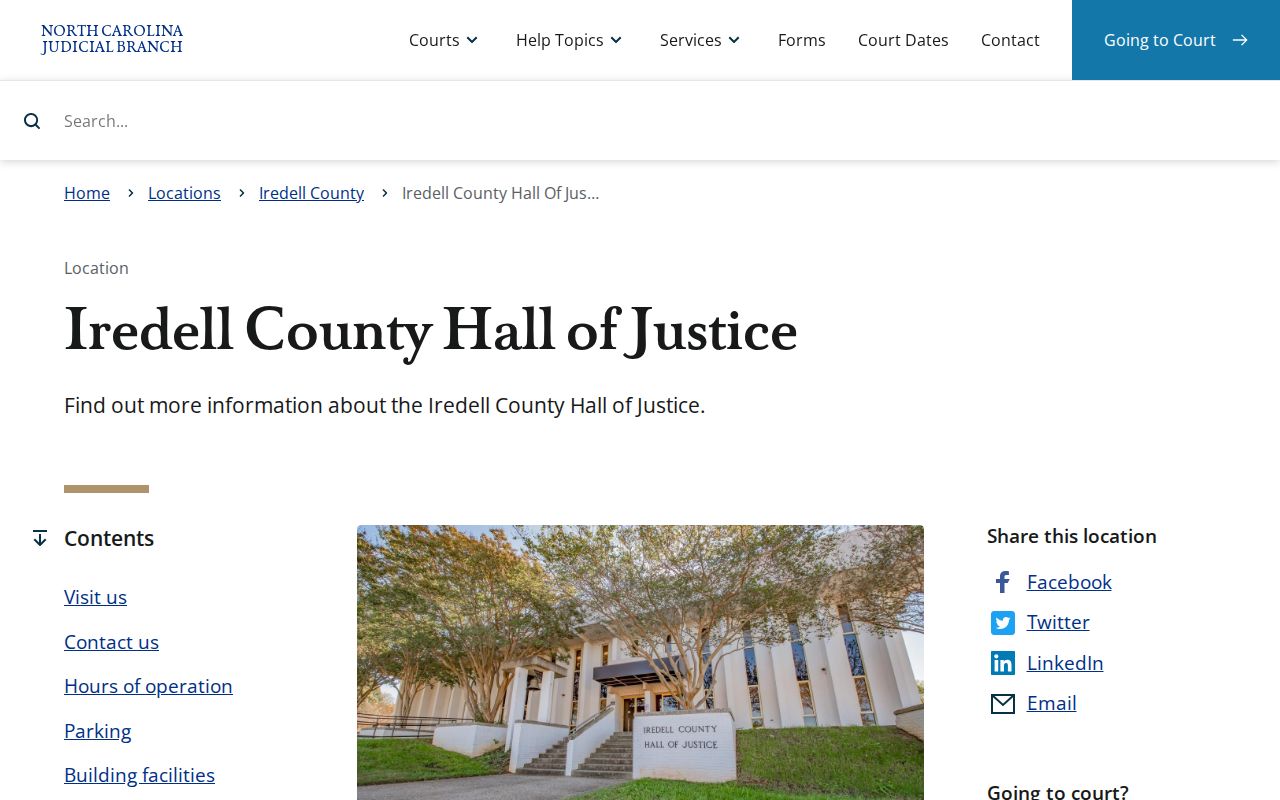 Iredell County criminal court cases at the Hall of Justice