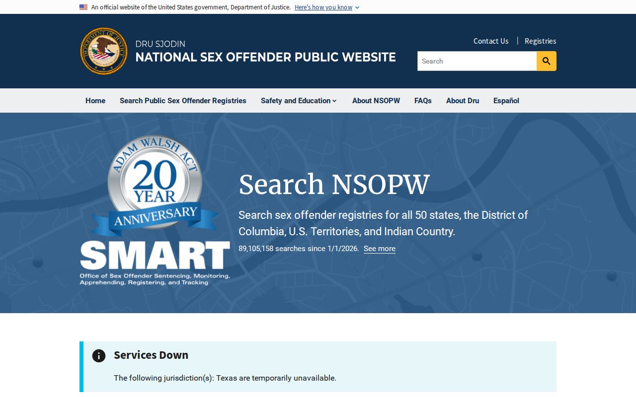 National registry layer for an Iredell County sex offender search