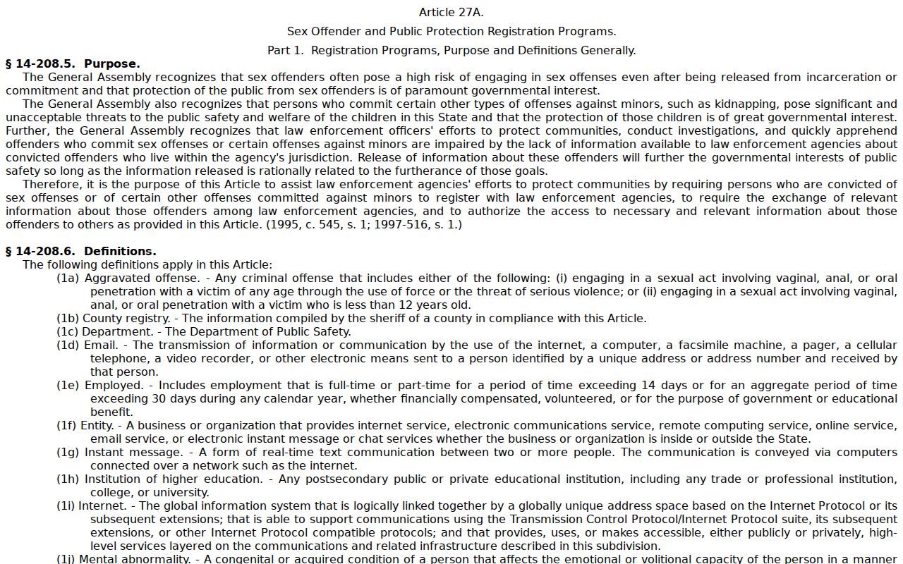 Troutman criminal records and registry statutes for Iredell County