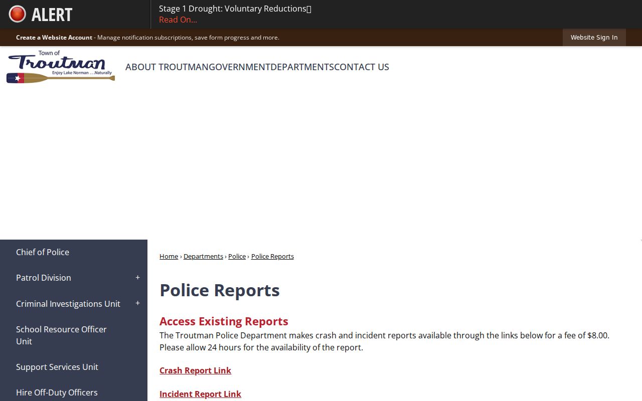 Troutman criminal records police report search in Iredell County