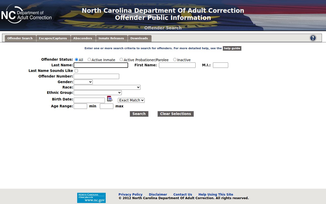Iredell County criminal records in NCDAC Offender Public Information Search