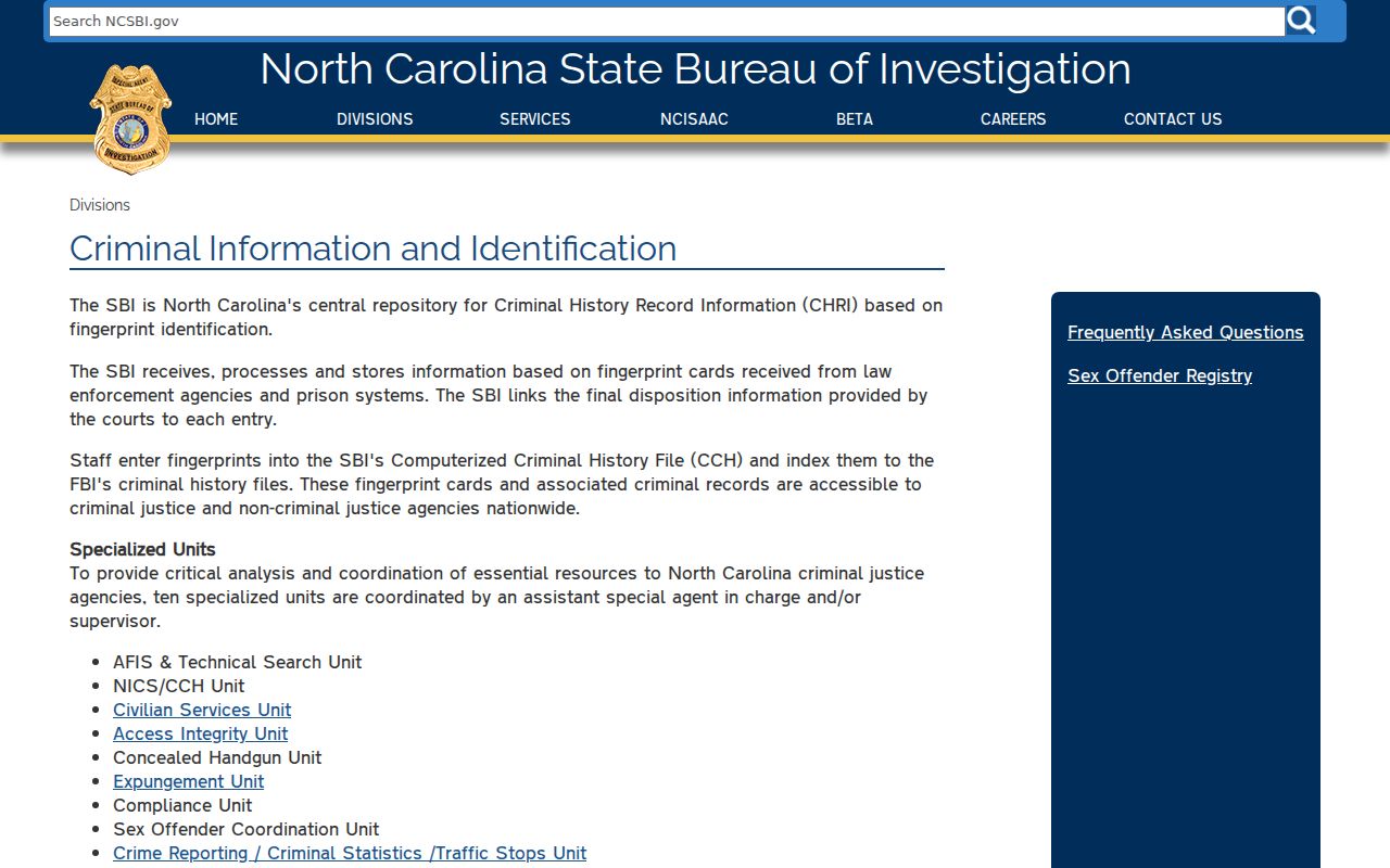 Iredell County criminal record flow through the NCSBI repository