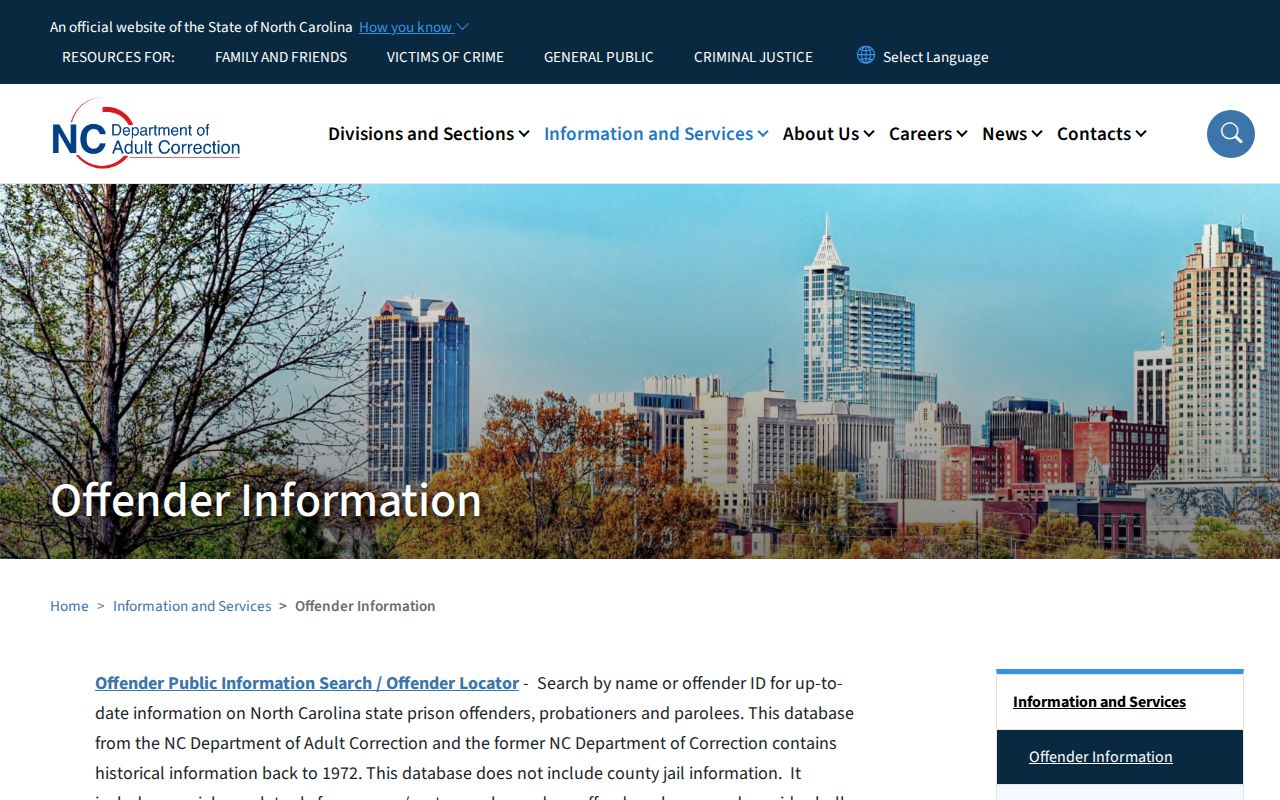 Iredell County criminal history guidance for NCDAC offender searches